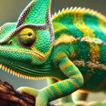 Caméléon casqué du Yemen sur une branche